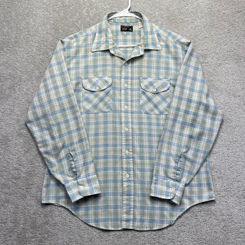 VINTAGE Towncraft JCPenney MW Shirt Mens XL Plaid‎ Button Up Longsleeve Tapered